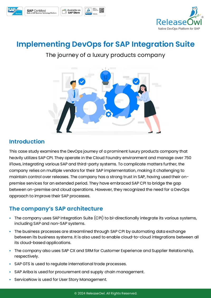 Implementing DevOps for SAP Integration Suite