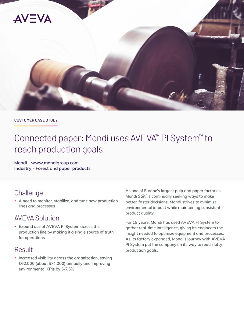 Mondi Case Study on AVEVA PI System Implementation