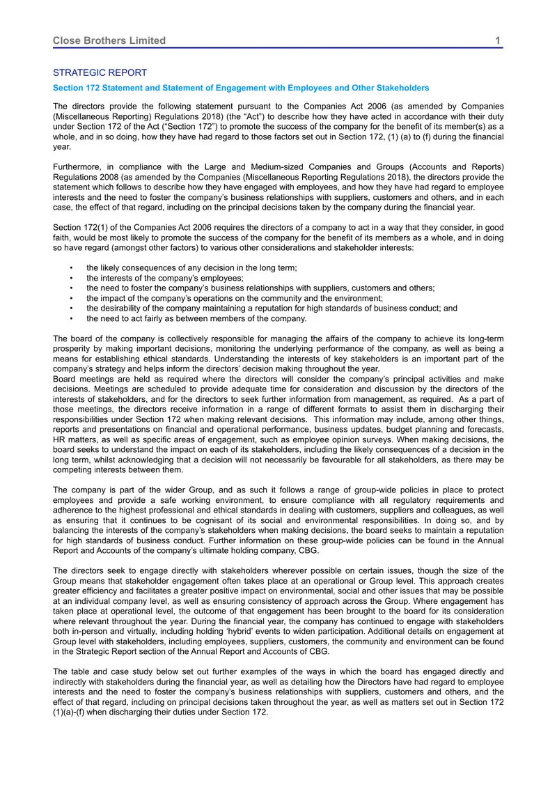 Section 172 Statement and Engagement with Stakeholders