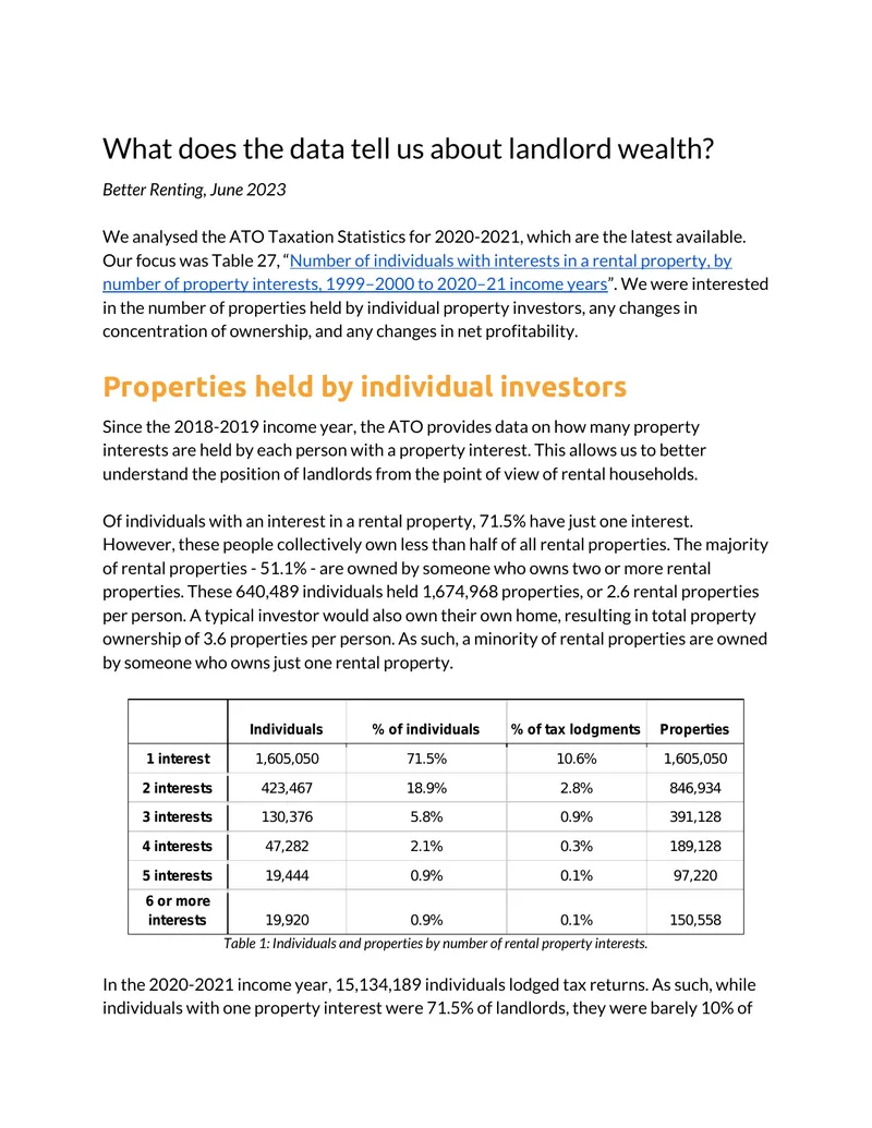 Analysis of Landlord Wealth and Property Ownership Trends