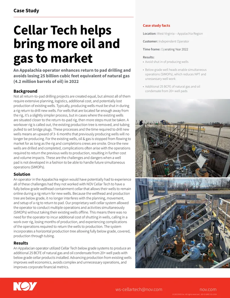 Cellar Tech Below Grade Wellhead Containment Case Study