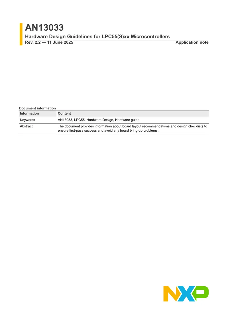 Hardware Design Guidelines for LPC55(S)xx Microcontrollers