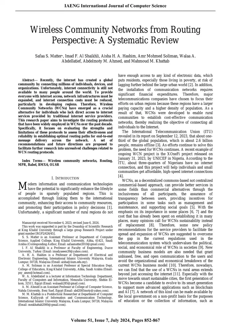 Routing Protocols in Wireless Community Networks preview page 1