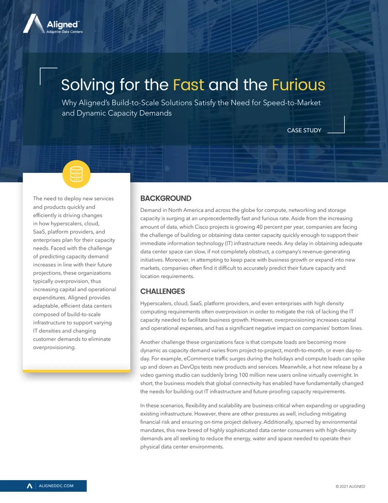 Aligned Build-to-Scale Data Center Solutions