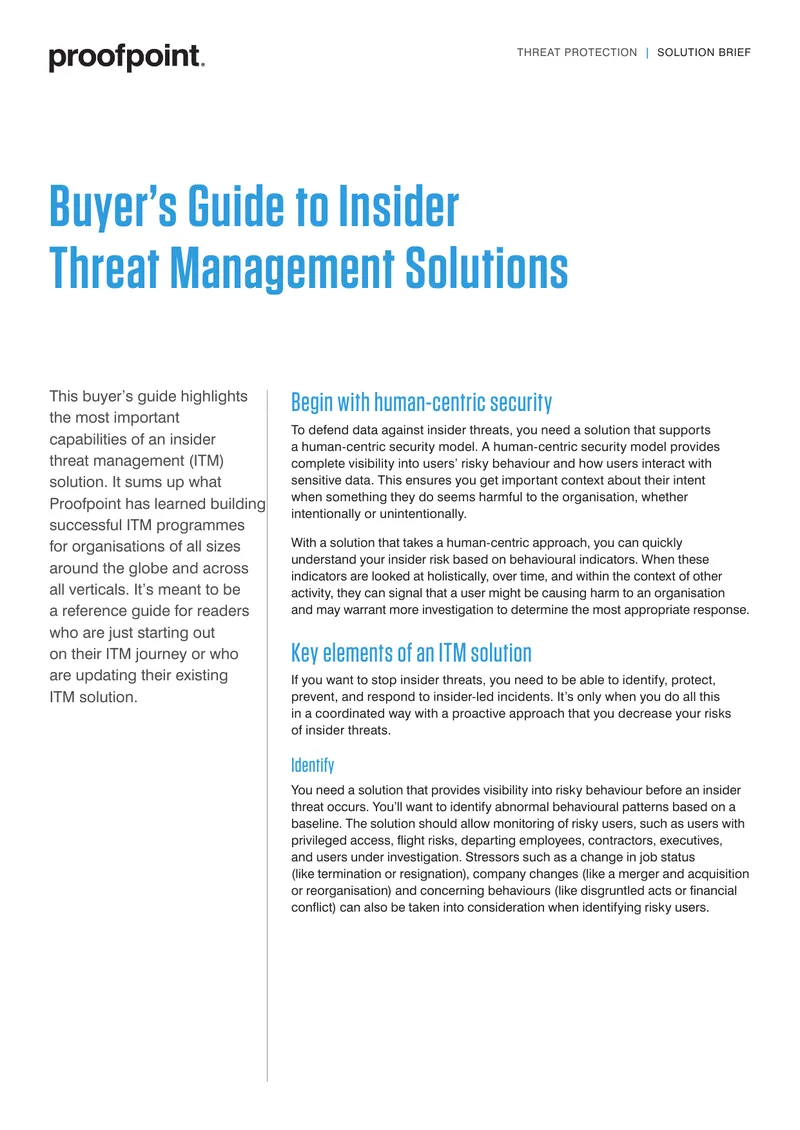 Buyer’s Guide to Insider Threat Management Solutions