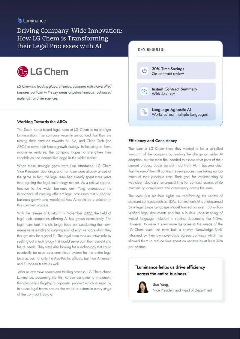 LG Chem's AI Transformation in Legal Processes