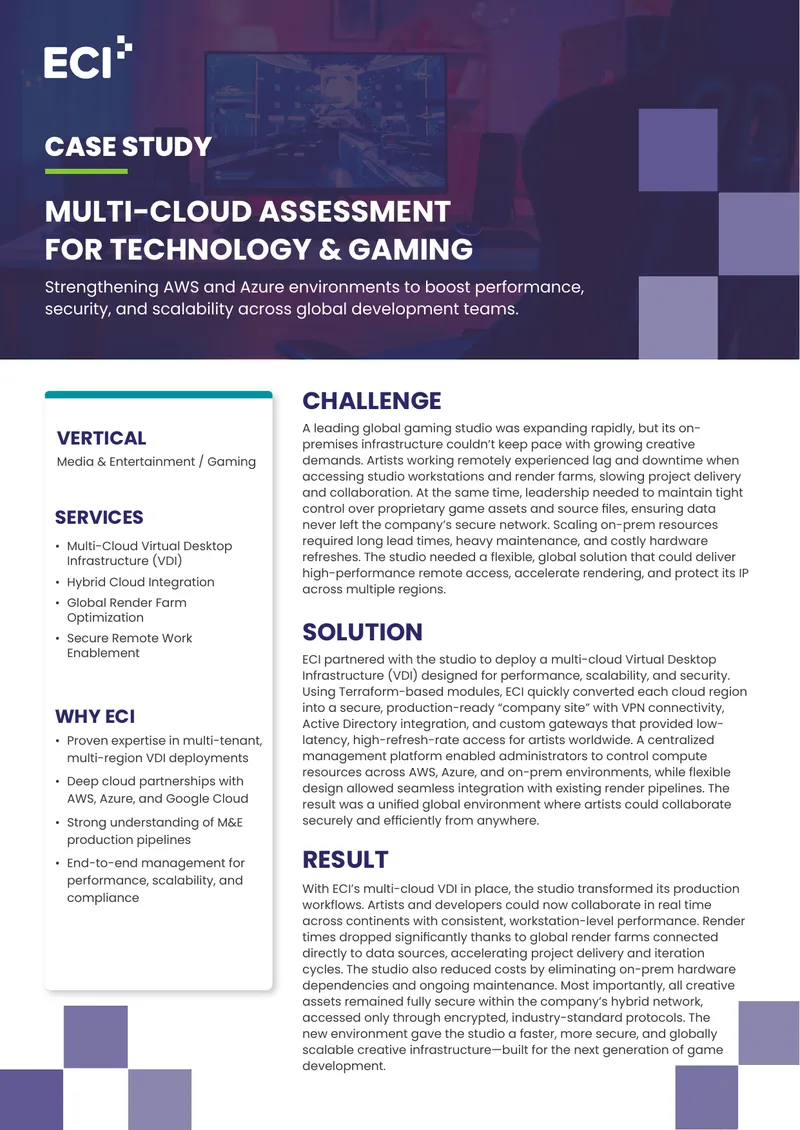 Multi-Cloud Assessment for Technology and Gaming