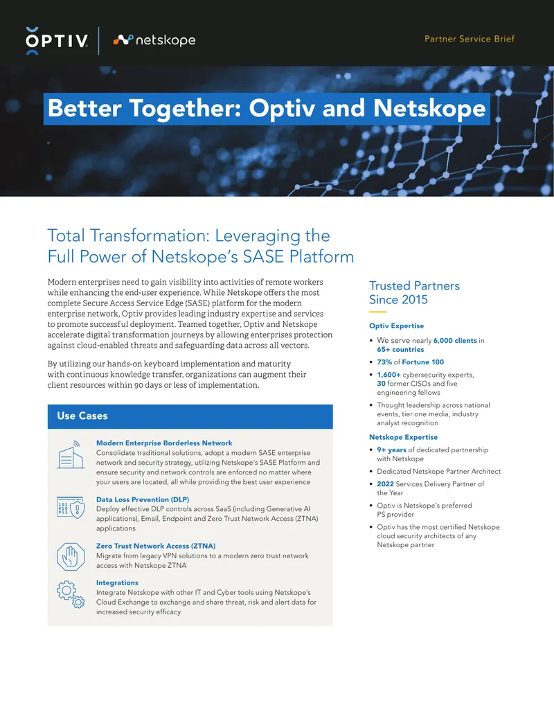 Partner Service Brief for Netskope SASE Deployment