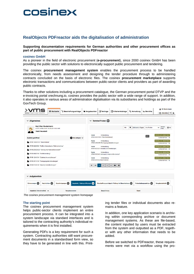 Implementation of PDFreactor for Procurement Management