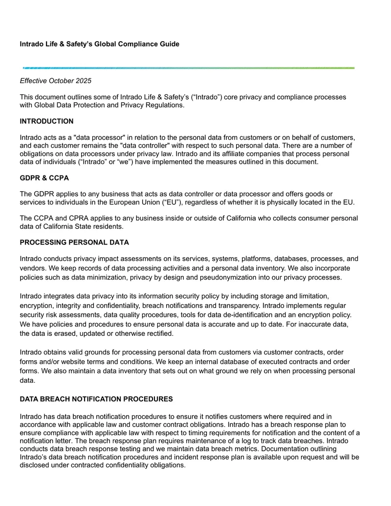Intrado Life & Safety Global Compliance Guide