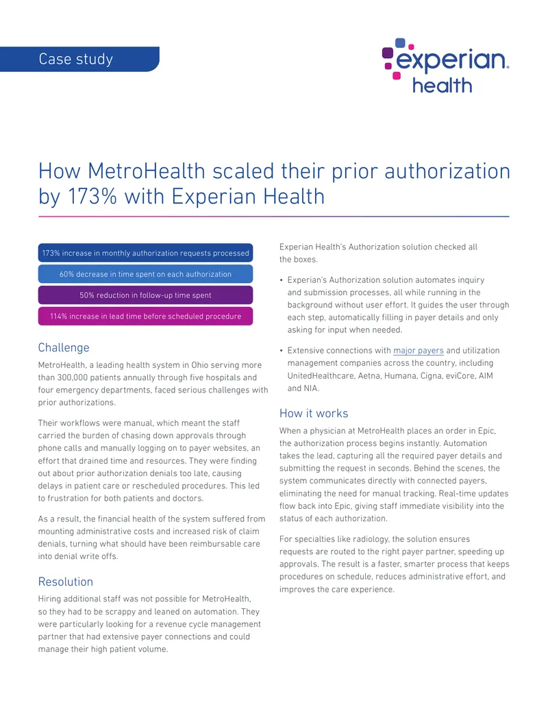 MetroHealth Prior Authorization Automation Case Study