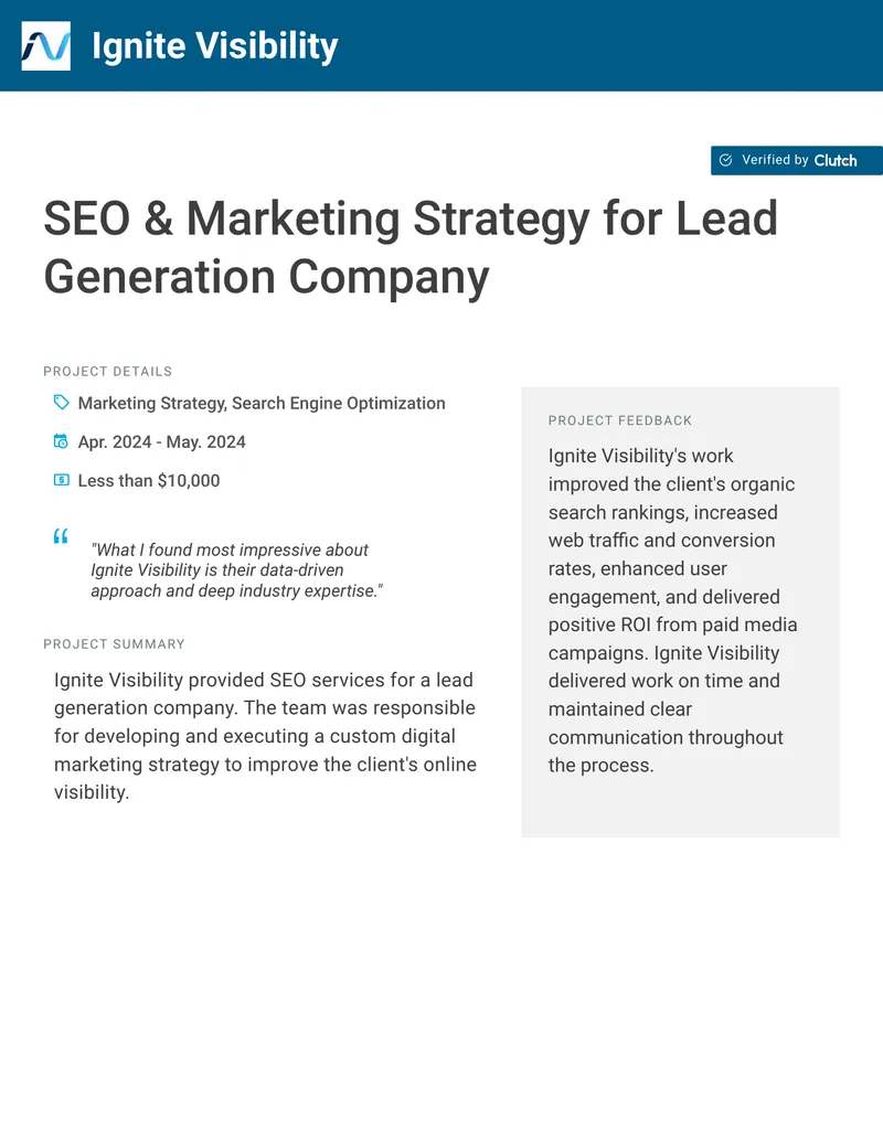 SEO and Marketing Strategy for Lead Generation