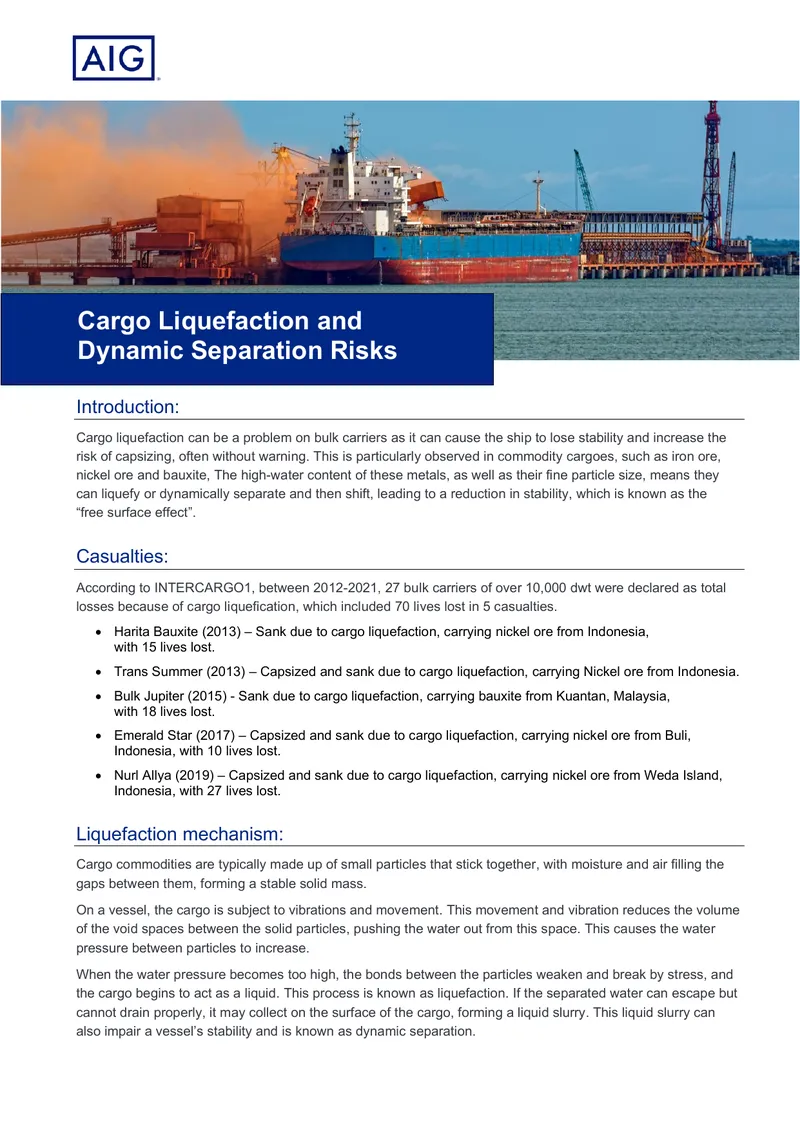 Cargo Liquefaction and Dynamic Separation Risks