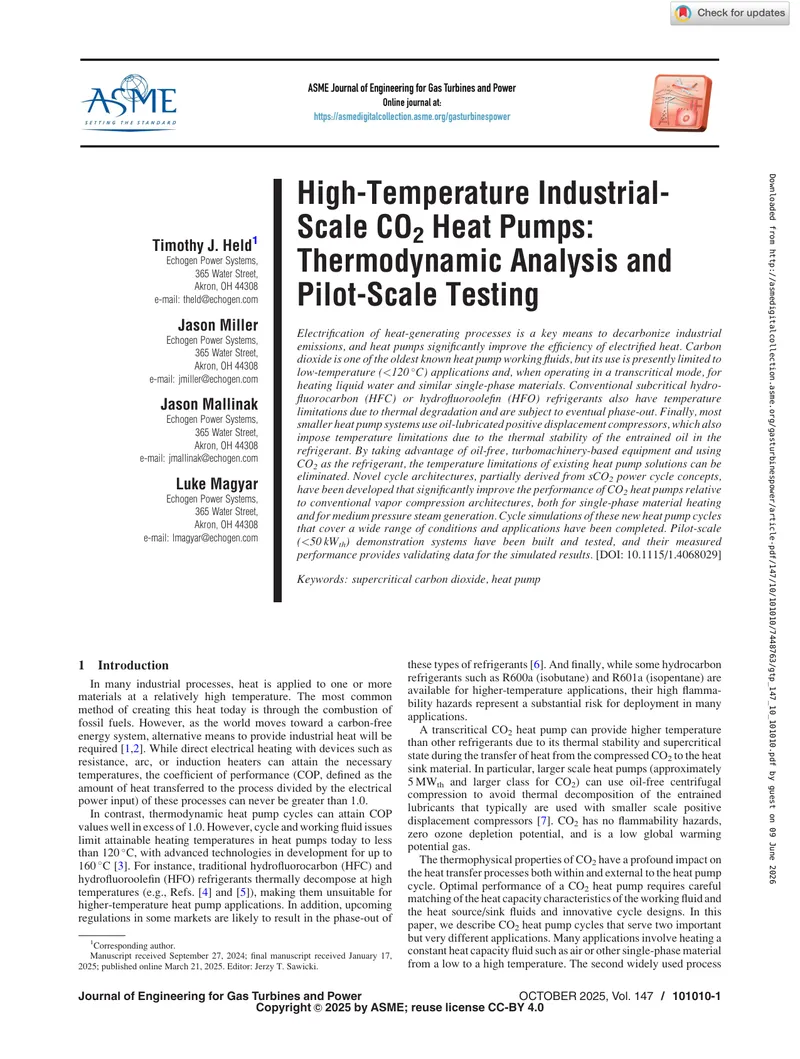 High-Temperature Industrial-Scale CO2 Heat Pumps