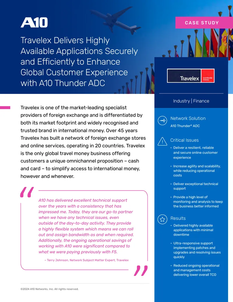 Travelex Case Study on A10 Thunder ADC Implementation