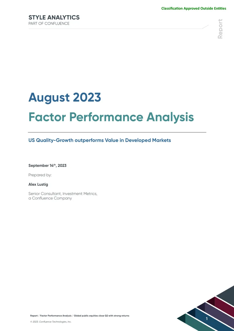 Factor Performance Analysis of Global Public Equities