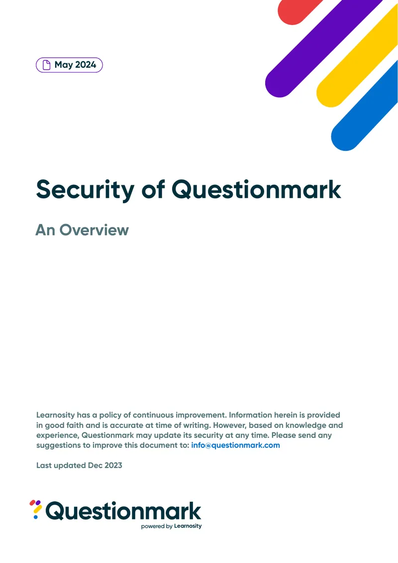 Security Overview of Questionmark SaaS Solutions