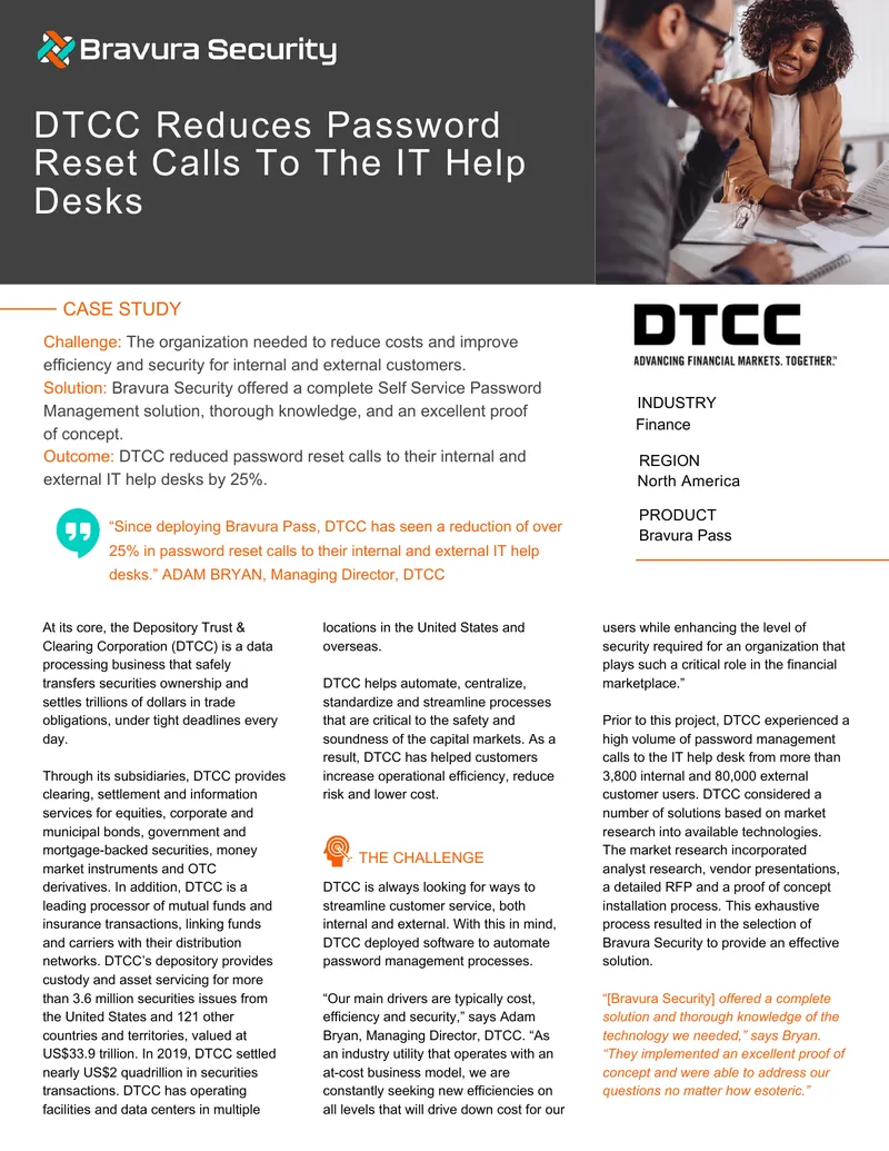 DTCC Case Study on Password Management Solution
