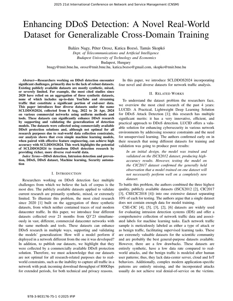 Novel DDoS Detection Dataset for Cross-Domain Training