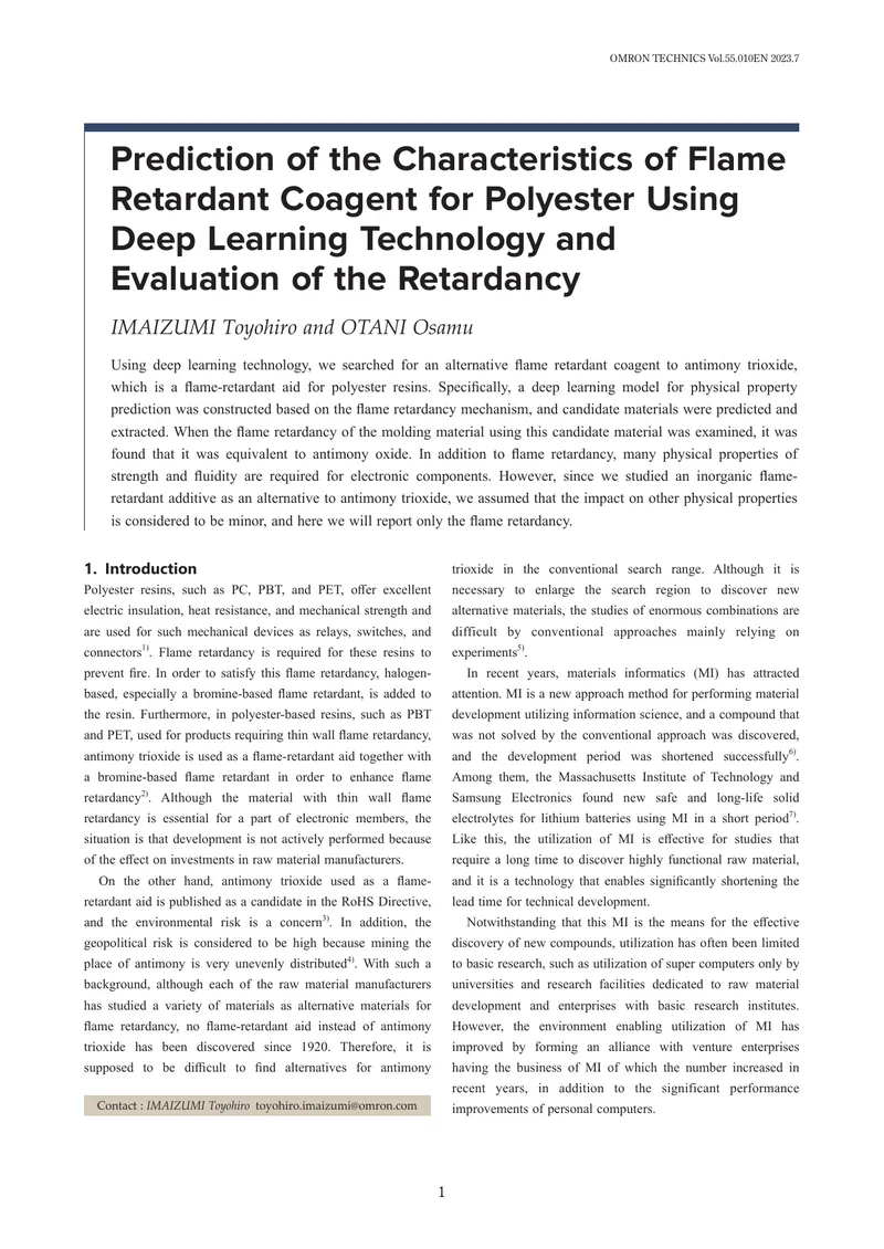 Prediction of Flame Retardant Coagent Characteristics Using Deep Learning