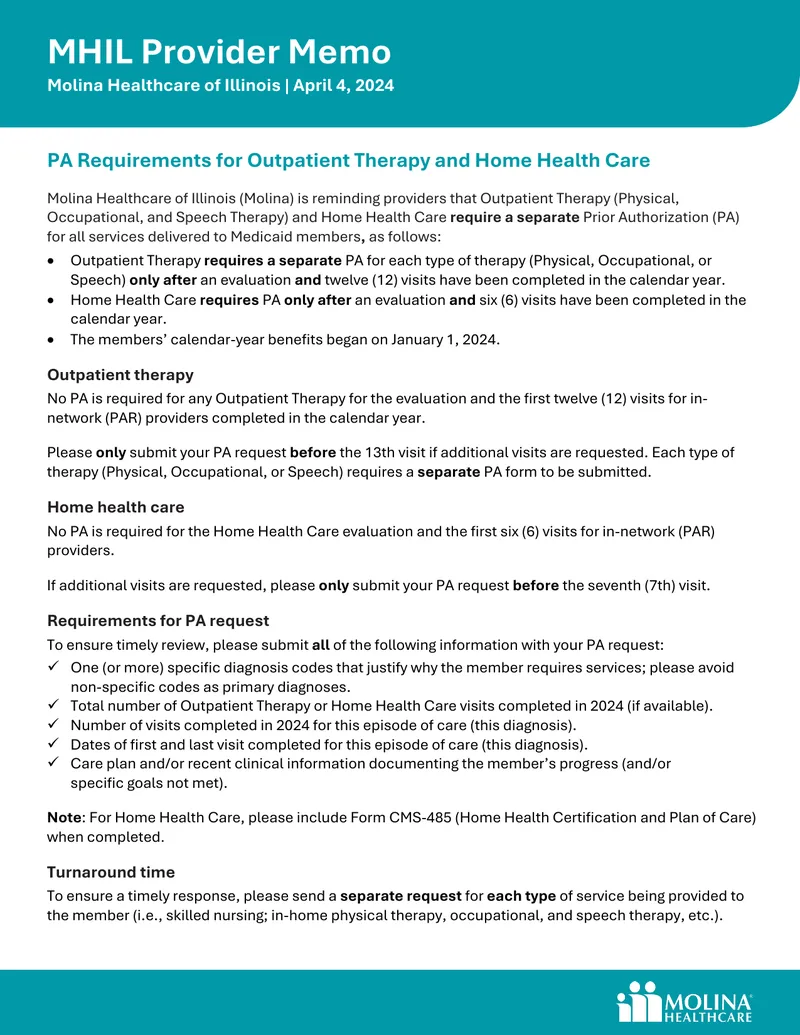 Prior Authorization Requirements for Therapy Services