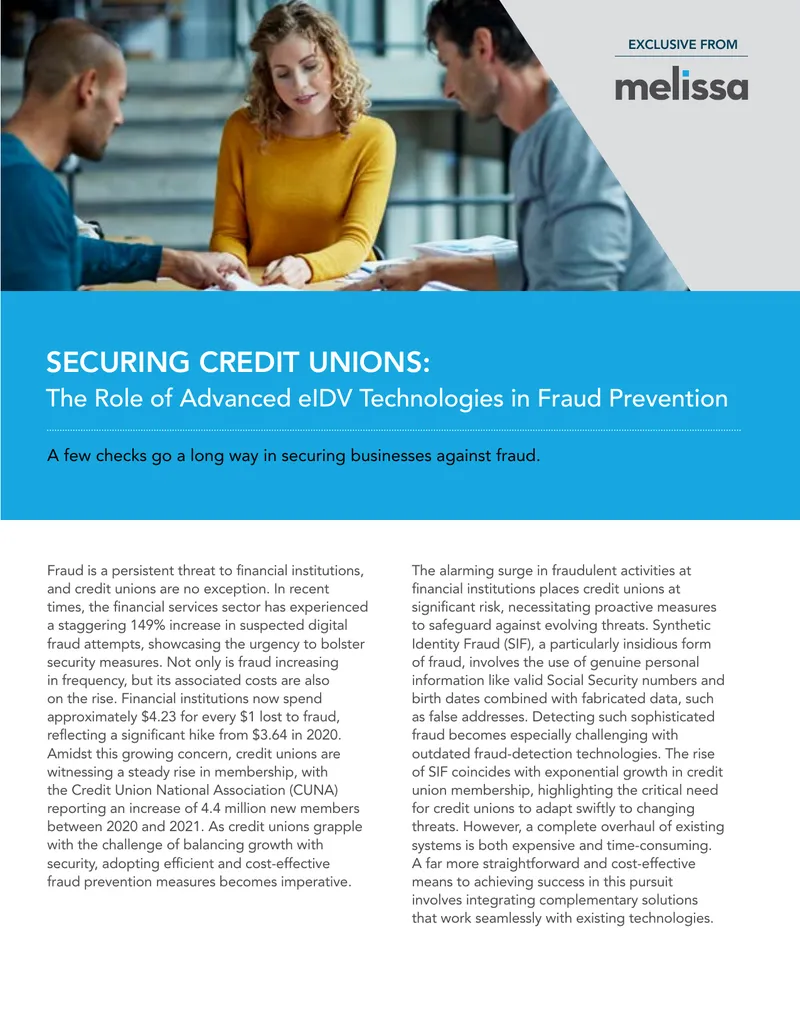 Securing Credit Unions with Advanced eIDV Technologies