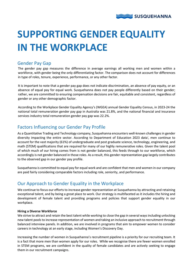 Supporting Gender Equality in the Workplace