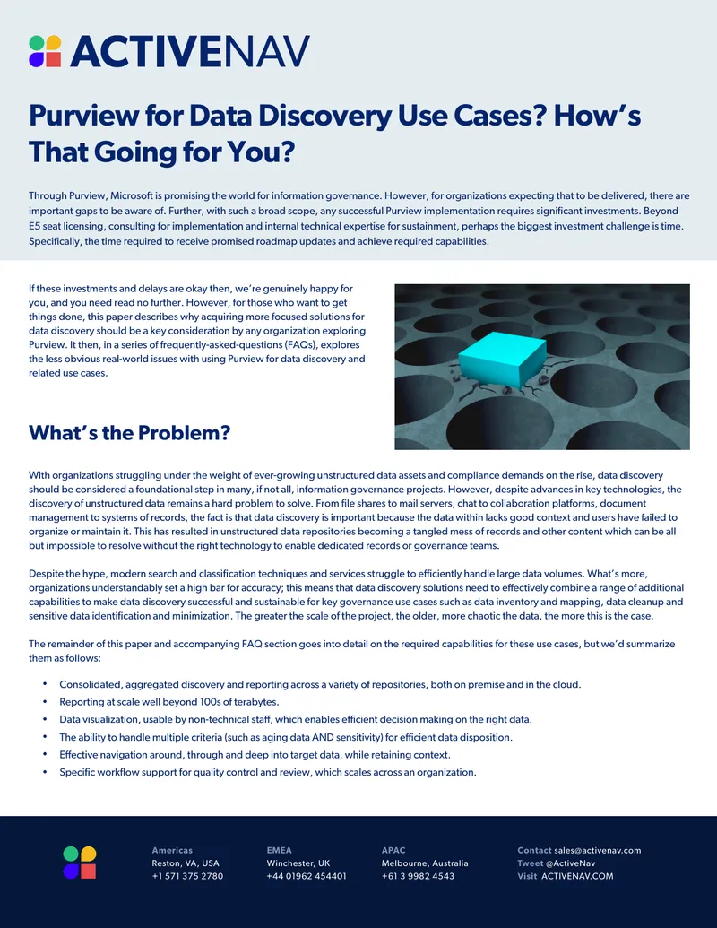 Challenges of Microsoft Purview for Data Discovery