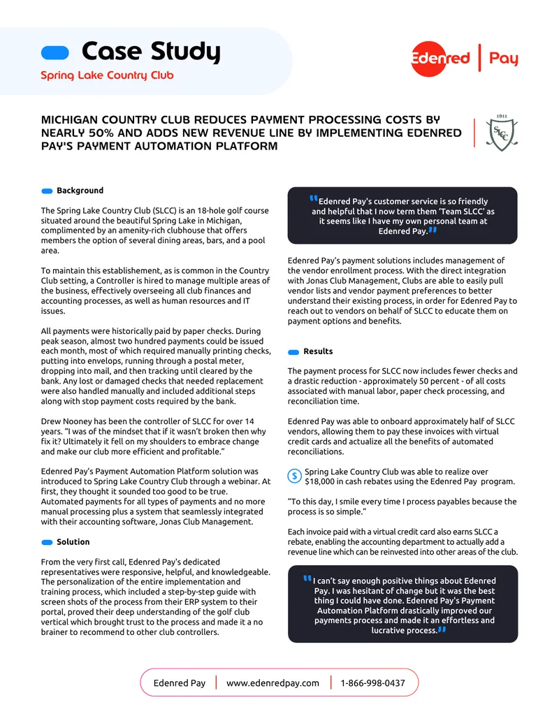 Spring Lake Country Club Payment Automation Case Study