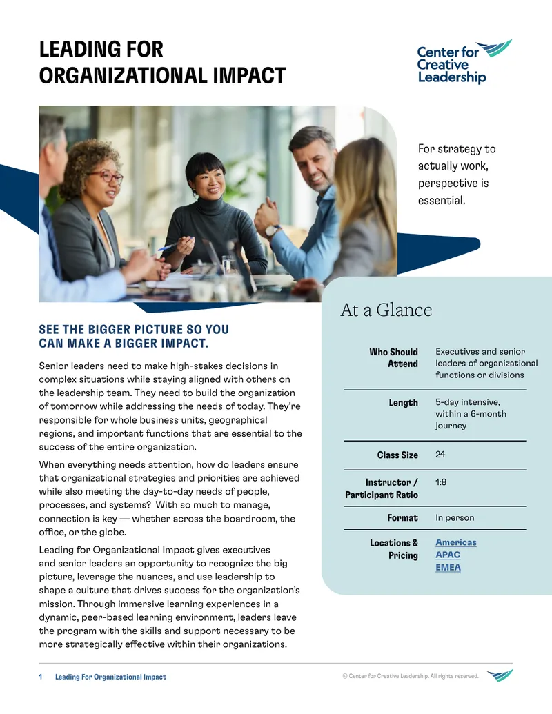 Leading for Organizational Impact Program Overview