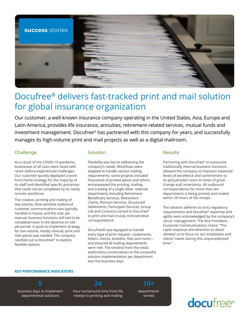 Print and Mail Solution for Insurance Company