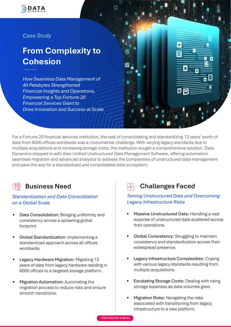 Unified Data Management for Financial Services Institution