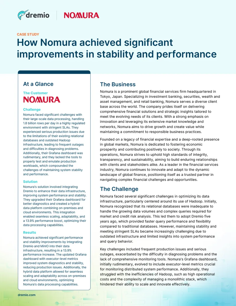 Nomura Data Infrastructure Optimization Case Study