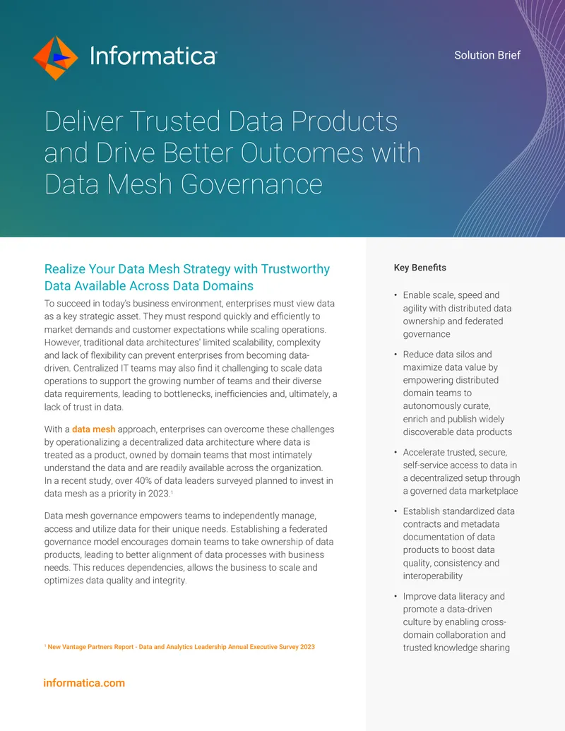 Data Mesh Governance for Trusted Data Products