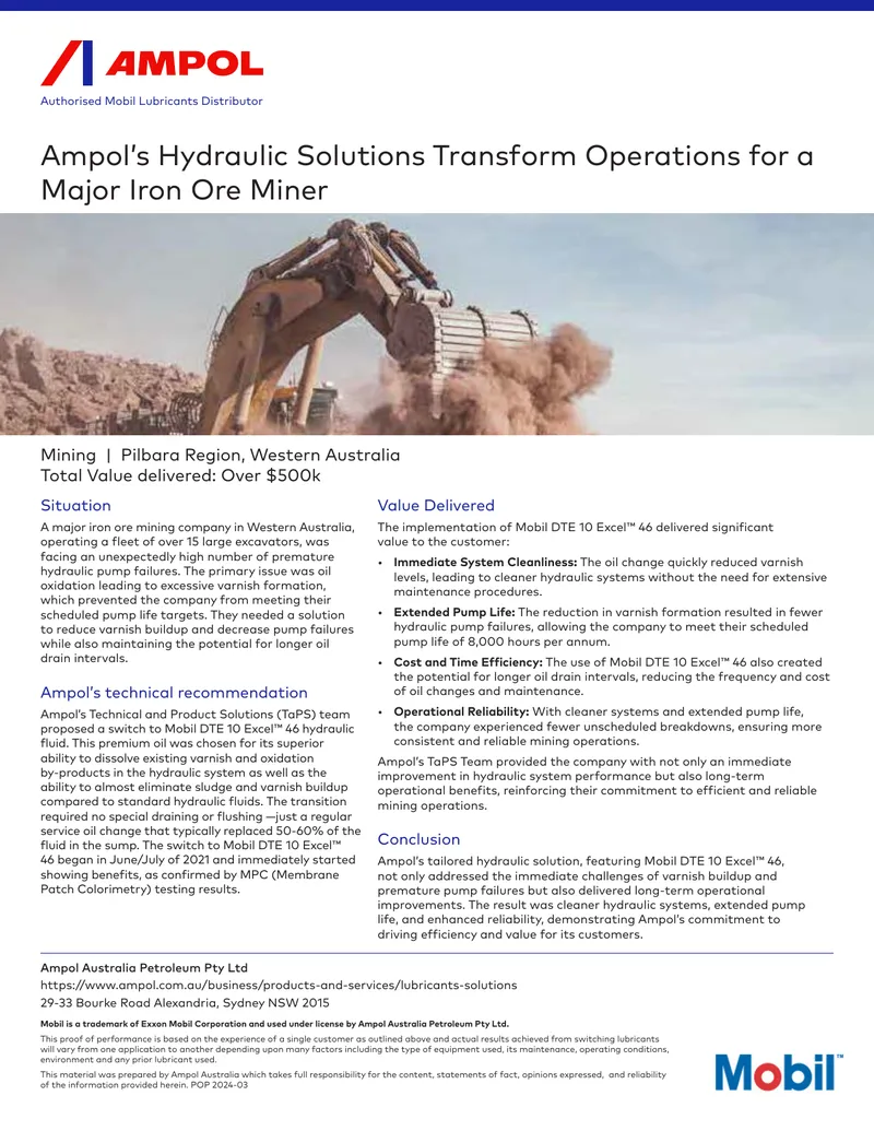 Hydraulic Solutions for Iron Ore Mining Operations