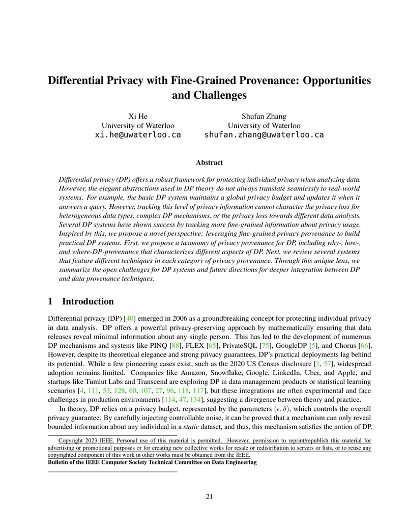 Differential Privacy with Fine-Grained Provenance