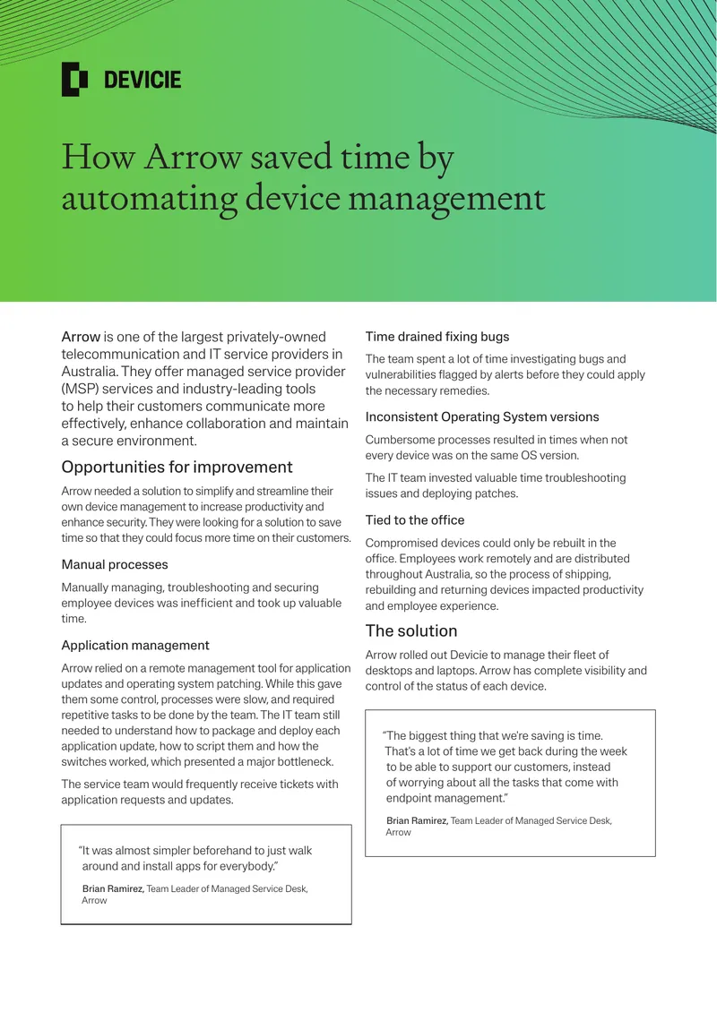 Device Management Automation Implementation at Arrow