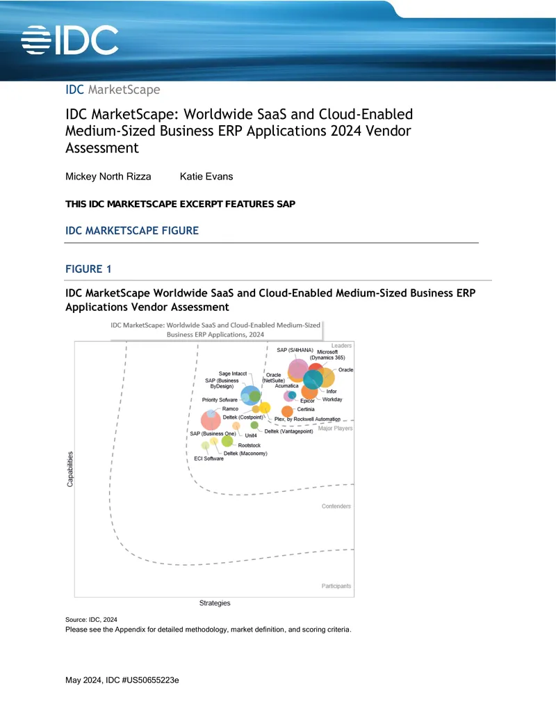 Worldwide SaaS and Cloud-Enabled Medium-Sized Business ERP Applications Vendor Assessment