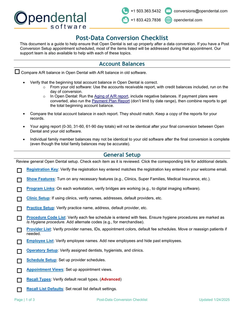 Post-Data Conversion Setup Guide