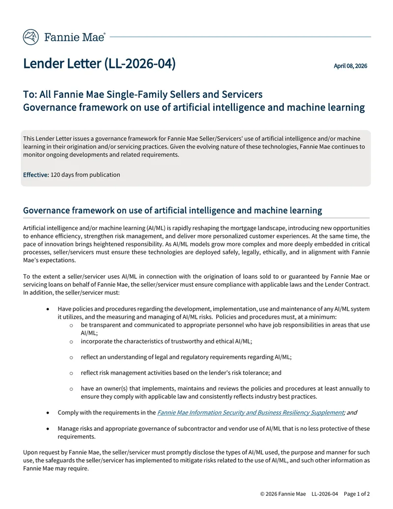 Governance Framework for AI and Machine Learning Use