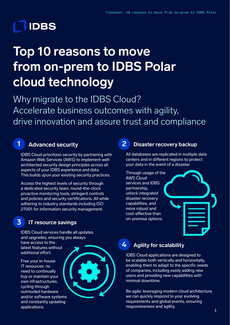 Top Reasons for Migrating to IDBS Polar Cloud Technology