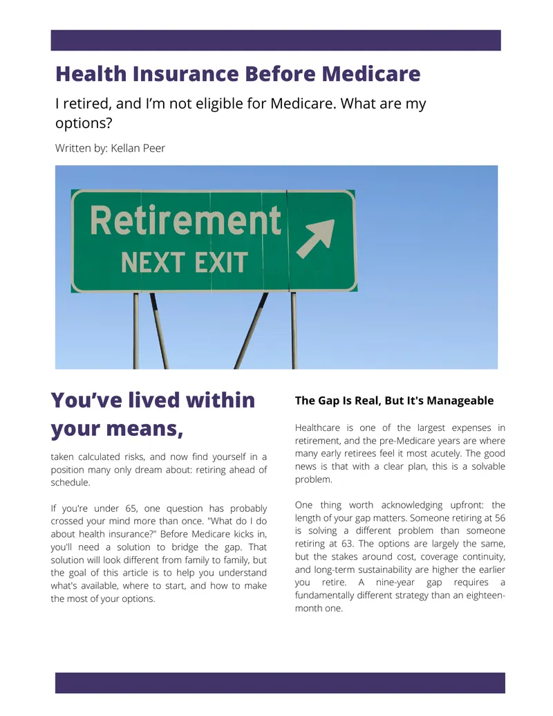 Health Insurance Strategies Before Medicare Eligibility