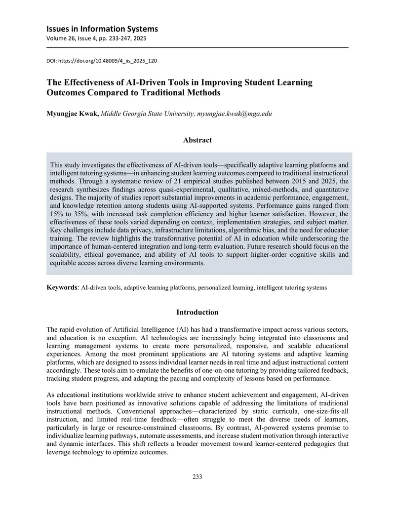 Effectiveness of AI-Driven Tools in Education