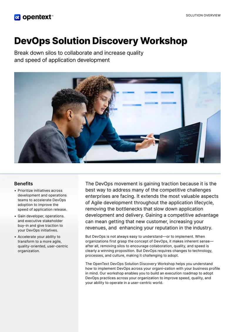 DevOps Solution Discovery Workshop Overview