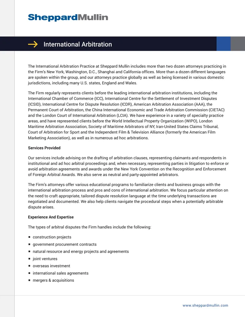 International Arbitration Practice Overview