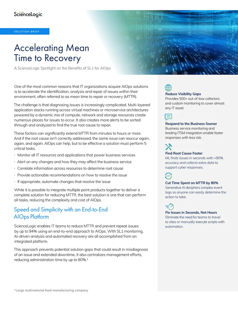 Accelerating Mean Time to Recovery with AIOps