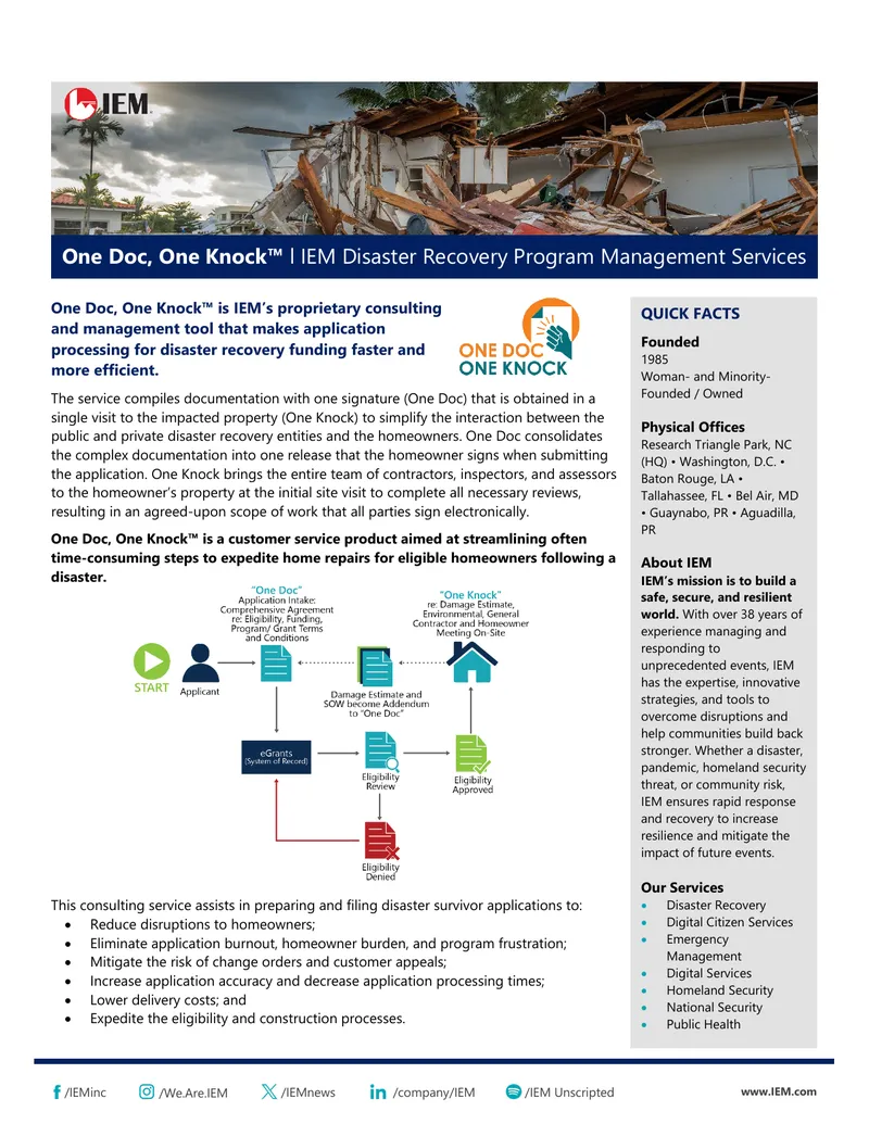 One Doc, One Knock Disaster Recovery Process