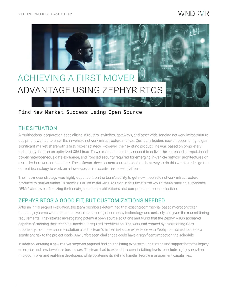 Achieving First Mover Advantage Using Zephyr RTOS