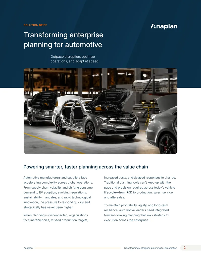 Enterprise Planning Transformation for Automotive Industry