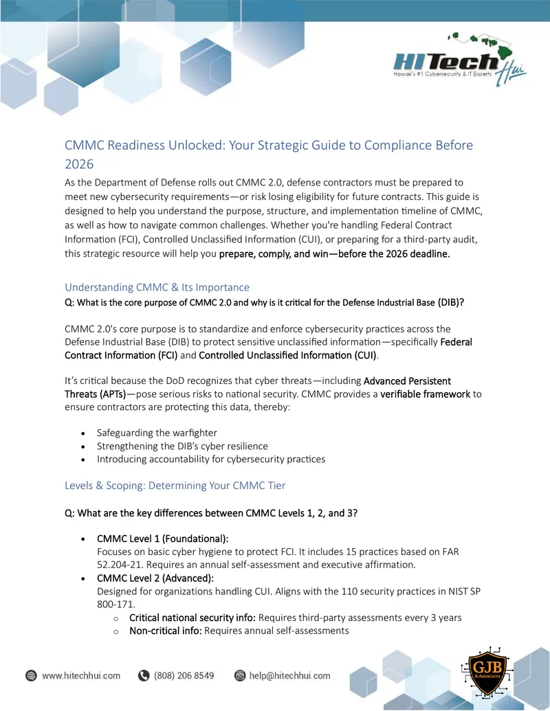 CMMC Readiness Playbook for Defense Contractors